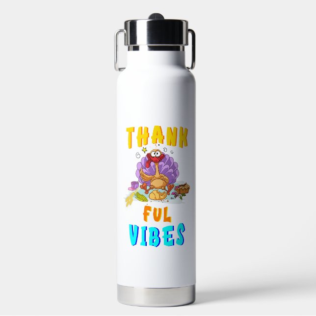 Dankbarkeit Vibes Trinkflasche (Vorderseite)