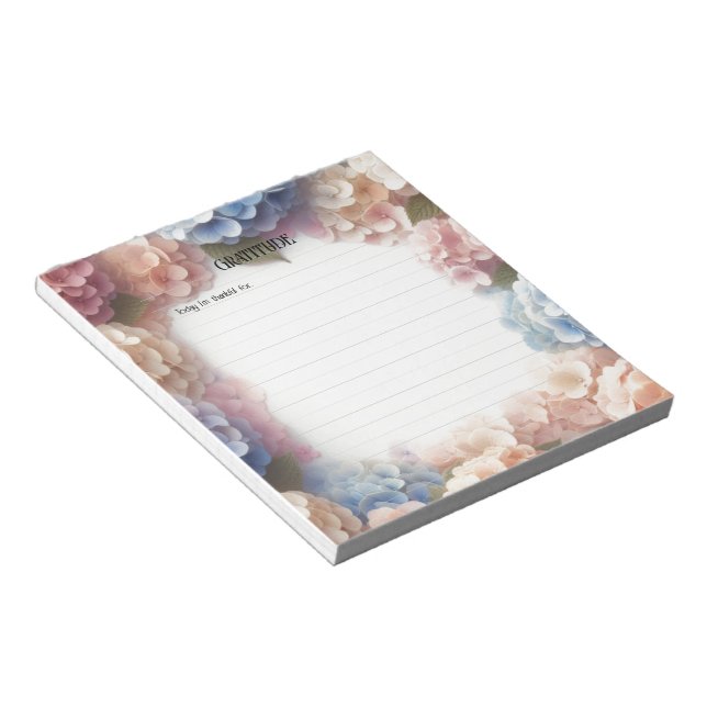 Dankbarkeit Wasserfarbe Hydrangea Notepad Notizblock (angewinkelt)