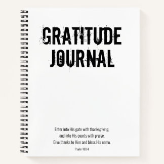 Dankbarkeit White Black Minimal Psalm Bibel Verse Notizbuch