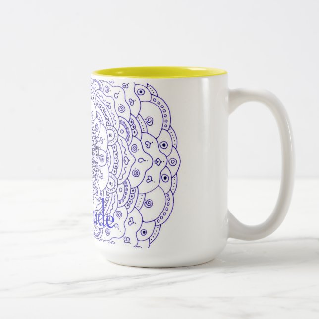 Dankbarkeitmandala-Tasse Zweifarbige Tasse (Rechts)