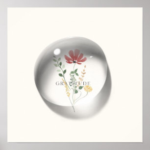 Dankbarkeits-Blumen-Wassertropfen Minimal Poster