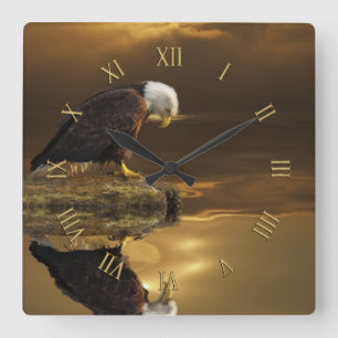 Dankbarkeits-Weißkopfseeadler-geistige Tier-Uhr Quadratische Wanduhr