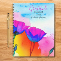 Dankbarkeitstagebuch Aquarell Blumen Mohnblumen