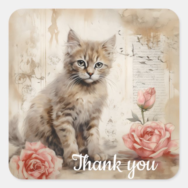 Danke 13 quadratischer aufkleber (Vorderseite)