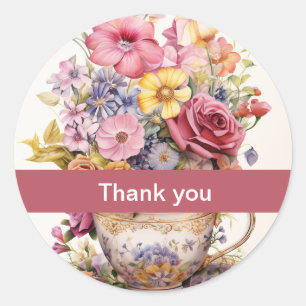 Danke 14 Tasse Blumen Hershey's Miniaturen Runder Aufkleber