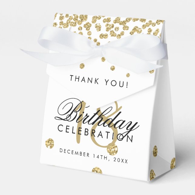 Danke 18. Geburtstag Gold Glitzer Confetti White Geschenkschachtel (Vorderseite)