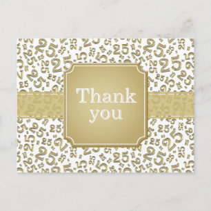 Danke 25? Zahlenmuster Gold/Weiß Postkarte