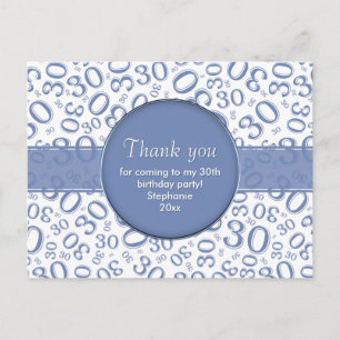 Danke 30 Zufallszahlenmuster Blau/Weiß Postkarte