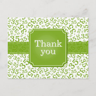 Danke 35 Zahlenmuster Grün/Weiß Postkarte