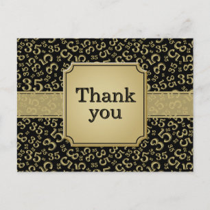 Danke 35 Zahlenmuster Schwarz/Gold Postkarte