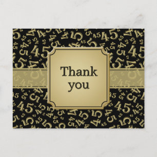 Danke 45 Zahlenmuster Schwarz/Gold Postkarte