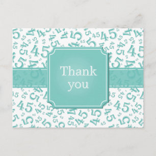 Danke 45 Zahlenmuster Türkis/Weiß Postkarte
