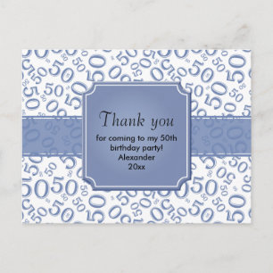 Danke 50 Zufallszahlenmuster Blau/Weiß Postkarte