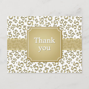 Danke 55 Zahlenmuster Gold/Weiß Postkarte