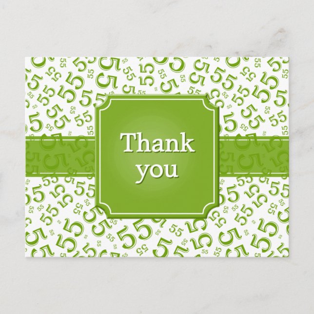 Danke 55 Zahlenmuster Grün/Weiß Postkarte (Vorderseite)