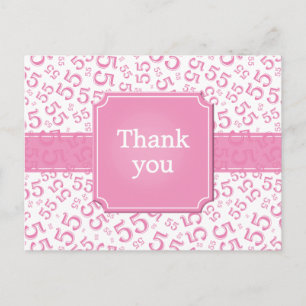 Danke 55 Zahlenmuster Rosa/Weiß Postkarte