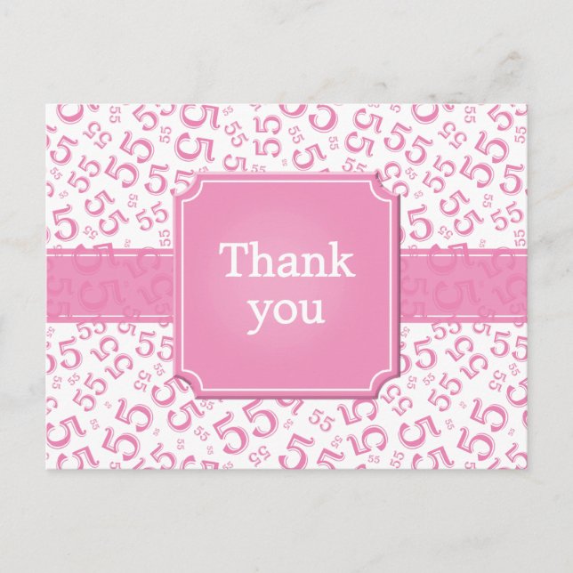 Danke 55 Zahlenmuster Rosa/Weiß Postkarte (Vorderseite)
