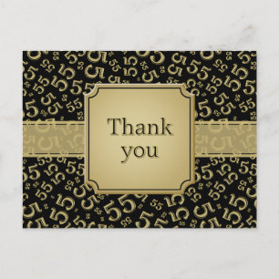 Danke 55 Zahlenmuster Schwarz/Gold Postkarte