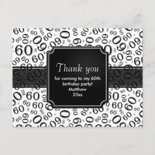 Danke 60 Zufallszahlenmuster Schwarz/Weiß Postkarte