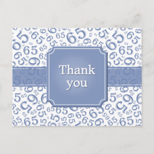 Danke 65 Zahlenmuster Blau/Weiß Postkarte