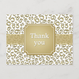 Danke 65 Zahlenmuster Gold/Weiß Postkarte