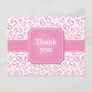 Danke 65 Zahlenmuster Rosa/Weiß Postkarte