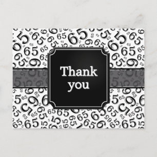 Danke 65 Zahlenmuster Schwarz/Weiß Postkarte