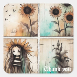 Danke 6 quadratischer aufkleber