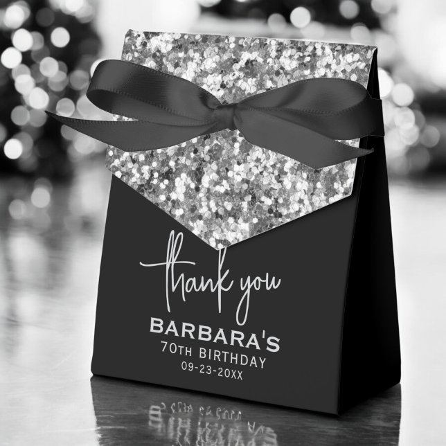 Danke, 70. Geburtstag Silver Glitzer Monogram Geschenkschachtel (Von Creator hochgeladen)