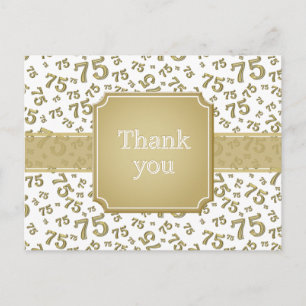 Danke 75 Zahlenmuster Gold/Weiß Postkarte