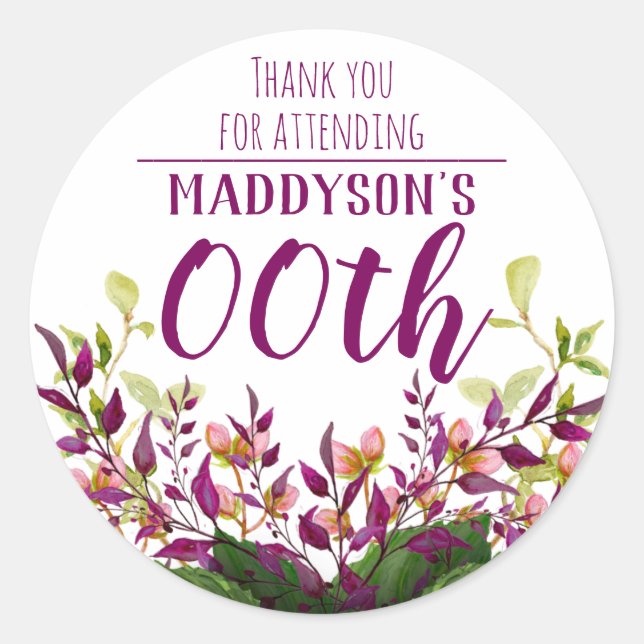 Danke 80. 90. 91. 92. 95. 98. 99. runder aufkleber (Vorderseite)