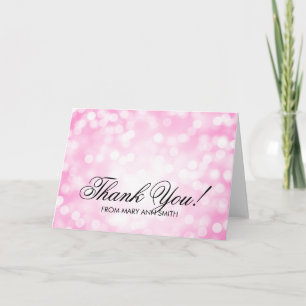 "Danke" 80. Geburtstag Pink Glitzer Lights Dankeskarte