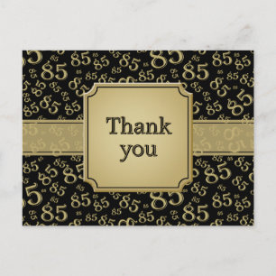 Danke 85 Zahlen Muster Schwarz/Gold Postkarte