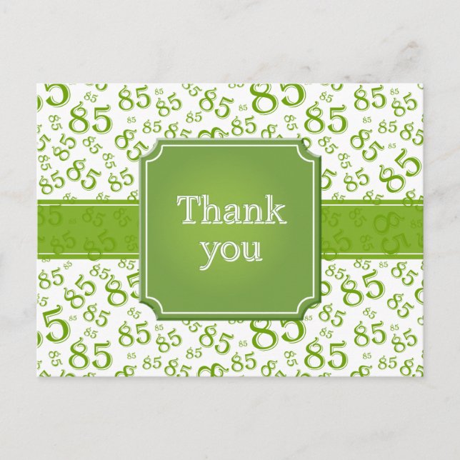Danke 85 Zahlenmuster Grün/Weiß Postkarte (Vorderseite)