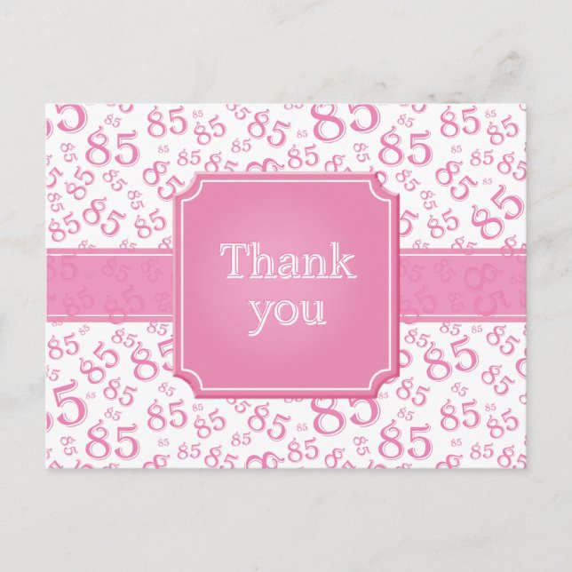 Danke 85 Zahlenmuster Rosa/Weiß Postkarte (Vorderseite)