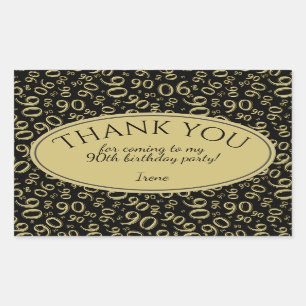 Danke - 90. Zahl-Muster-Gold und Schwarzes Rechteckiger Aufkleber