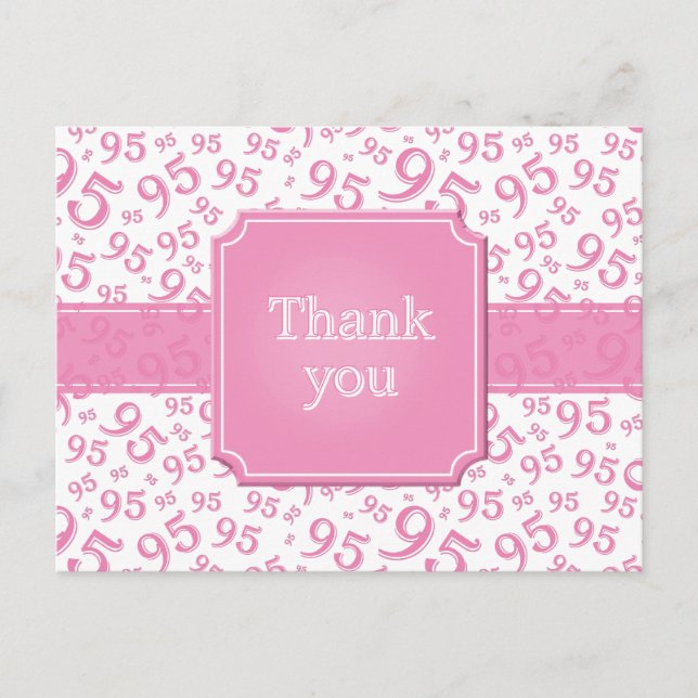 Danke 95 Zahlenmuster Rosa/Weiß Postkarte (Vorderseite)