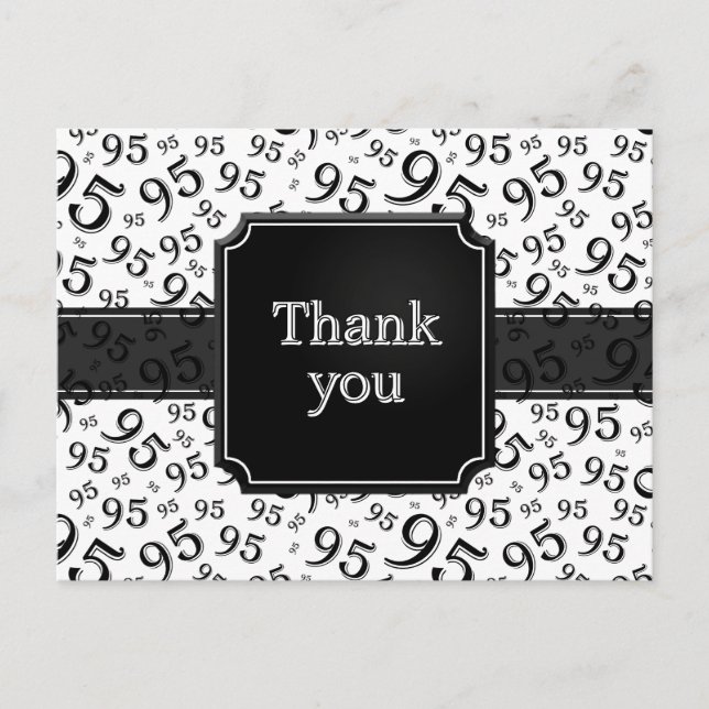 Danke 95 Zahlenmuster Schwarz/Weiß Postkarte (Vorderseite)