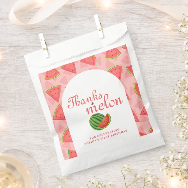 Danke A Melon 1. Geburtstag Watermelon Geschenktütchen (Ausgeschnitten)