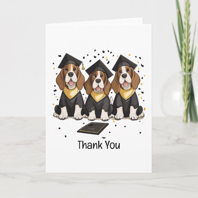 Danke Abschluss Basset Hound Hunde (Vorderseite)