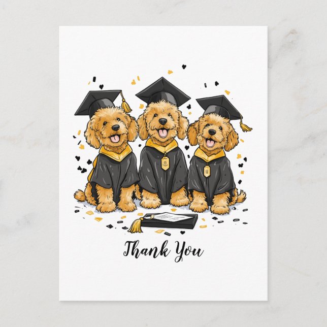Danke Abschluss Goldendoodle Hunde Postkarte (Vorderseite)