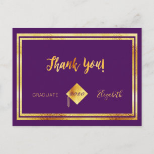 Danke, Abschluss lila Gold Postkarte