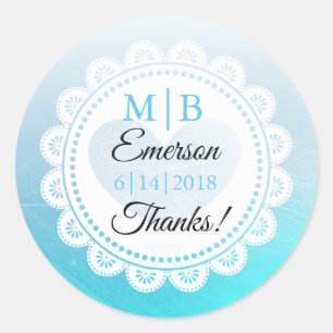 Danke an Aqua Blue Personalisiert Wedding Stickers