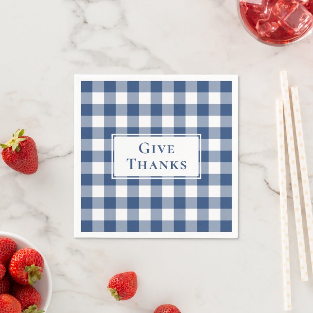 Danke an Blue White Gingham Karo Erntedank Serviette (Beispiel)