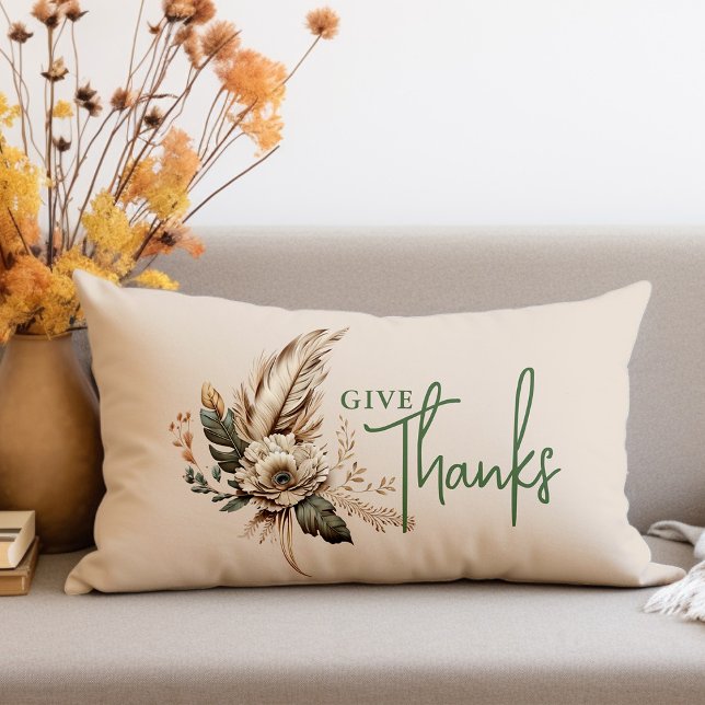 Danke an Boho Fall Floral Erntedank Lendenkissen (Von Creator hochgeladen)