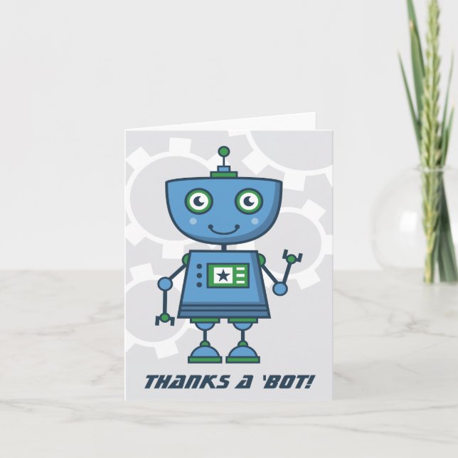 Danke an Bot Modern Blue Robot Boys Birthday (Vorderseite)
