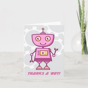 Danke an Bot Modern Pink Robot Girls Geburtstag