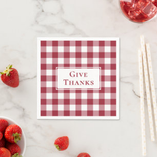 Danke an Burgundy Gingham Karo Erntedank Serviette