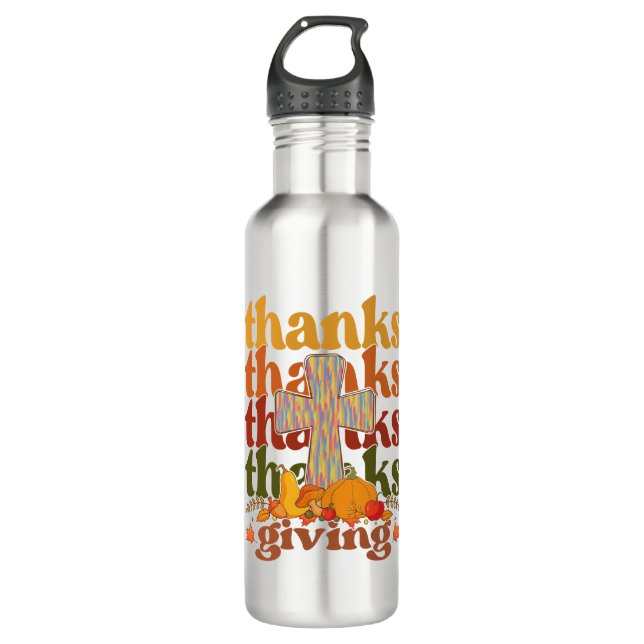 Danke an Cross Pumpkin Edelstahlflasche (Vorderseite)