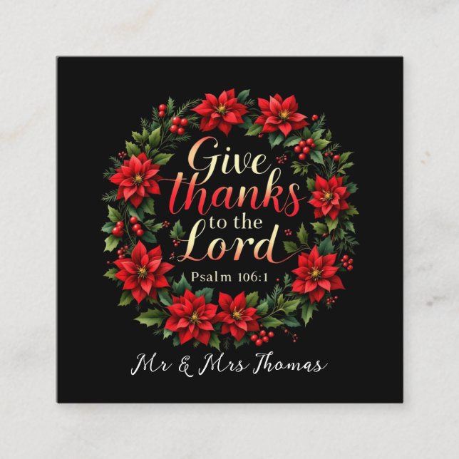 Danke an den Herrn Embrace Dankbarkeit & Faith Quadratische Visitenkarte (Vorderseite)